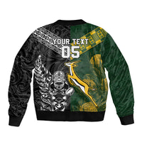 Rugby New Zealand South Africa Bomber Jacket Maori Tiki Springboks Together