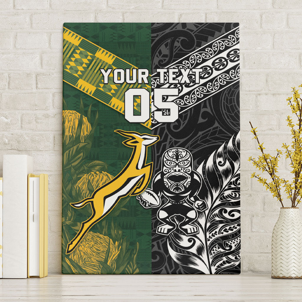 Rugby New Zealand South Africa Canvas Wall Art Maori Tiki Springboks Together
