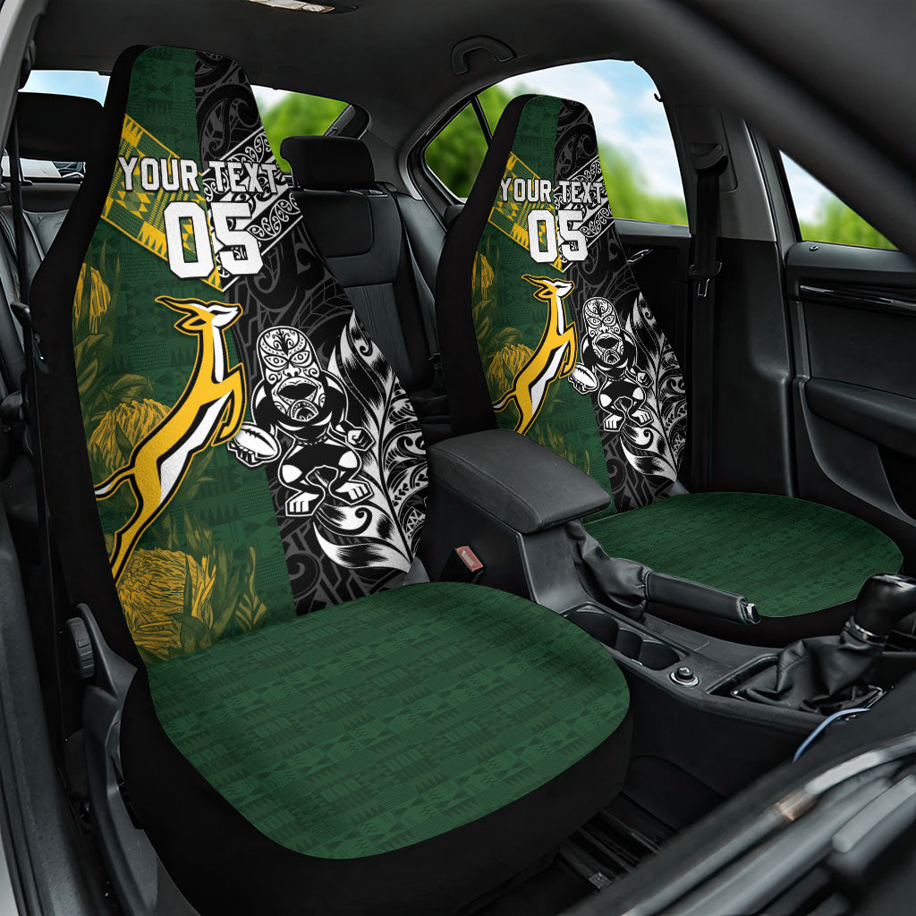 Rugby New Zealand South Africa Car Seat Cover Maori Tiki Springboks Together