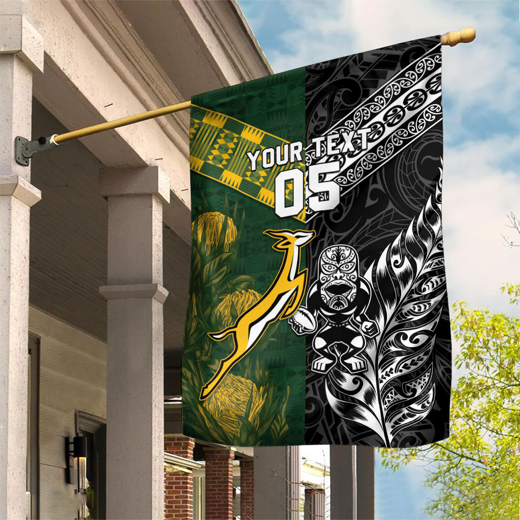 Rugby New Zealand South Africa Garden Flag Maori Tiki Springboks Together