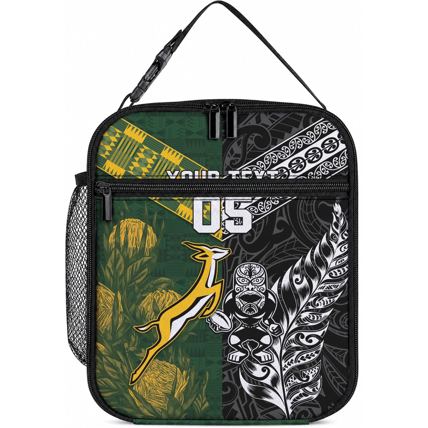 Rugby New Zealand South Africa Lunch Bag Maori Tiki Springboks Together