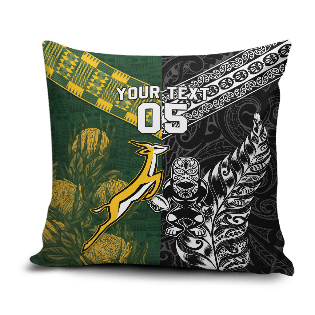 Rugby New Zealand South Africa Pillow Cover Maori Tiki Springboks Together