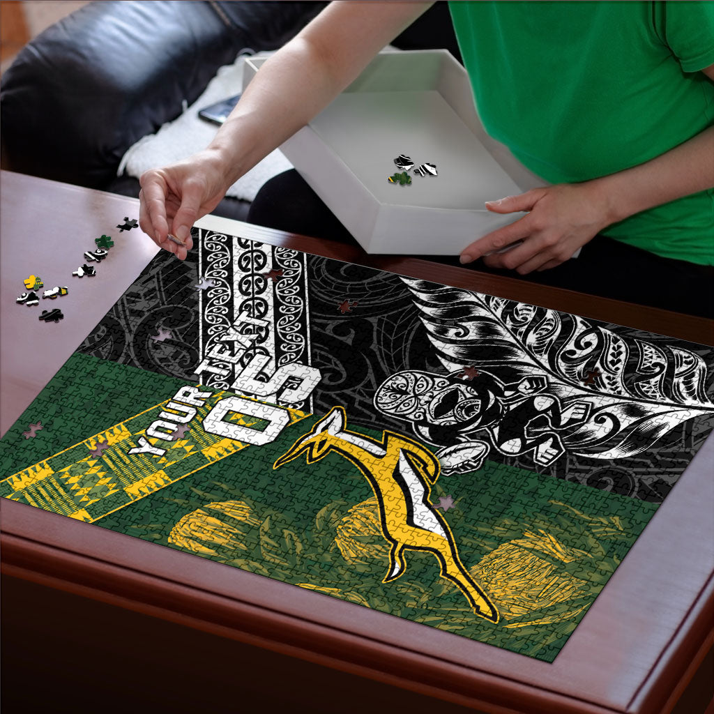 Rugby New Zealand South Africa Puzzle Maori Tiki Springboks Together