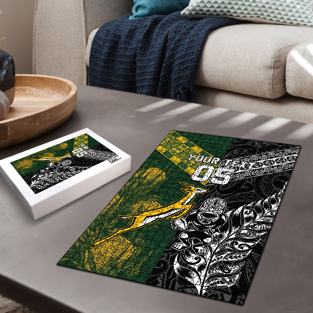 Rugby New Zealand South Africa Puzzle Maori Tiki Springboks Together
