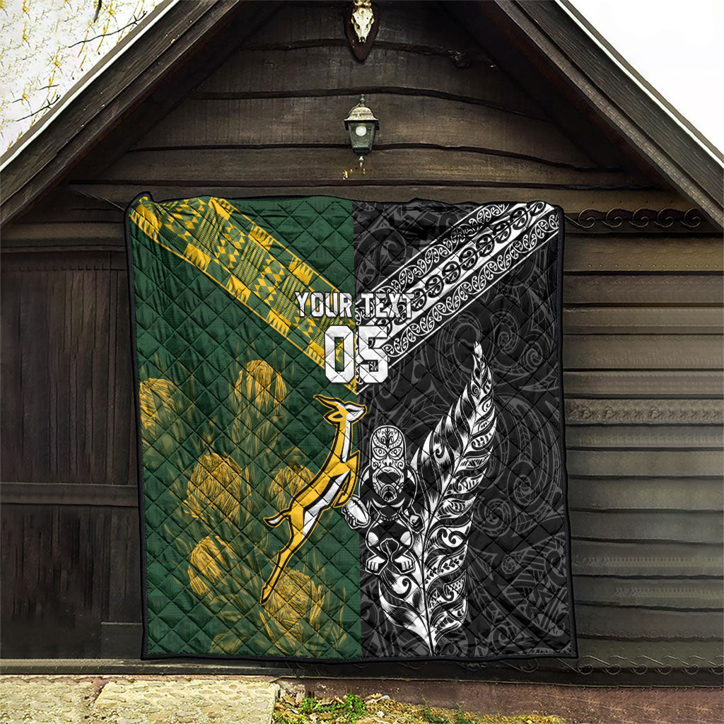 Rugby New Zealand South Africa Quilt Maori Tiki Springboks Together