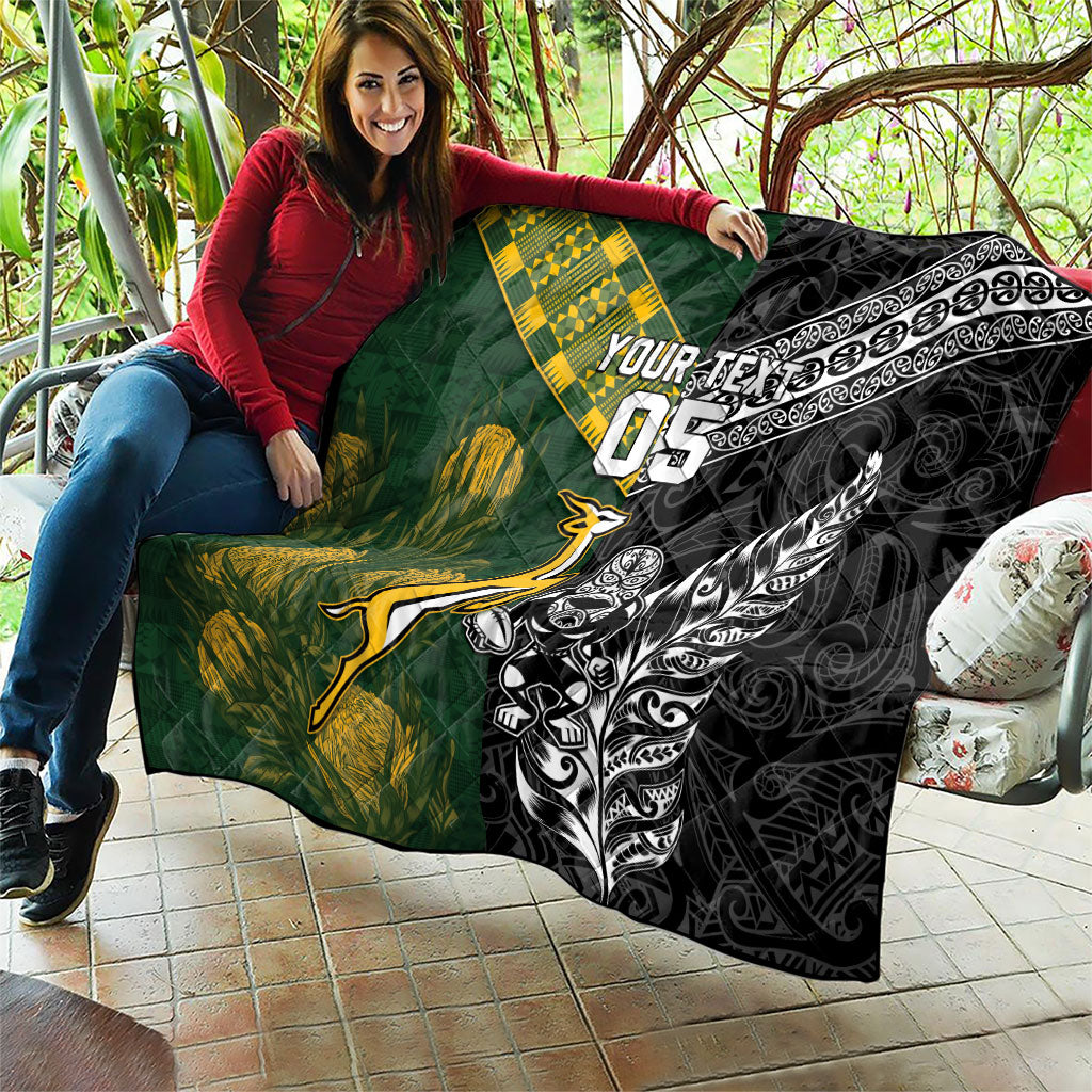 Rugby New Zealand South Africa Quilt Maori Tiki Springboks Together