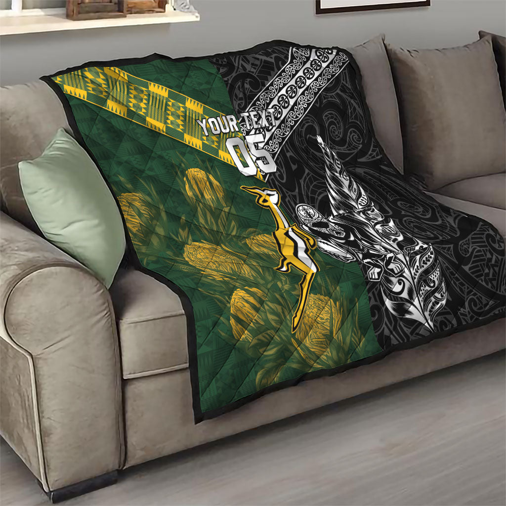 Rugby New Zealand South Africa Quilt Maori Tiki Springboks Together