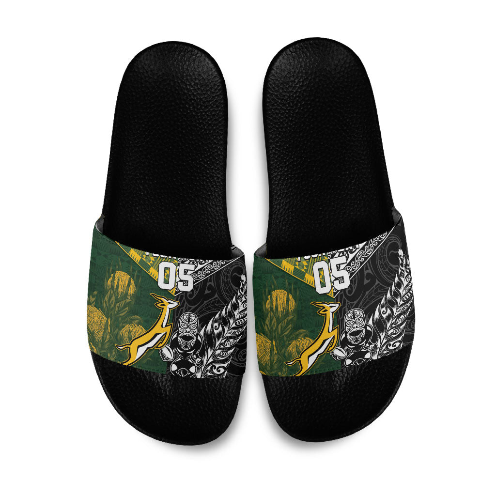 Rugby New Zealand South Africa Slide Sandals Maori Tiki Springboks Together