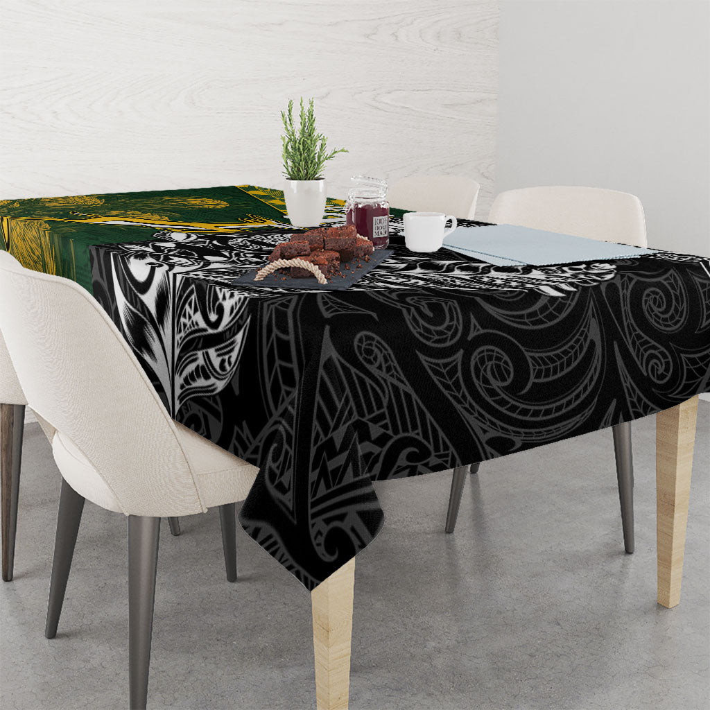 Rugby New Zealand South Africa Tablecloth Maori Tiki Springboks Together