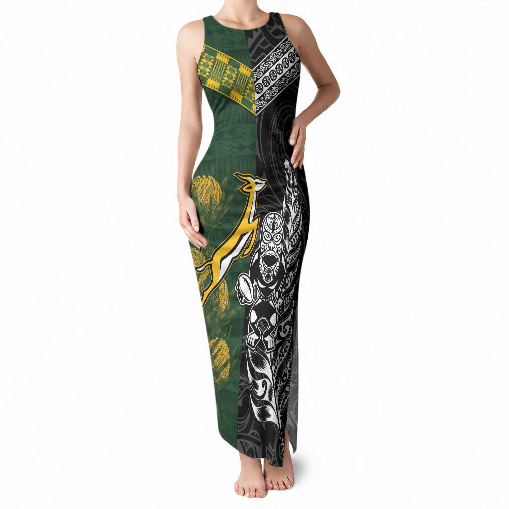 Rugby New Zealand South Africa Tank Maxi Dress Maori Tiki Springboks Together
