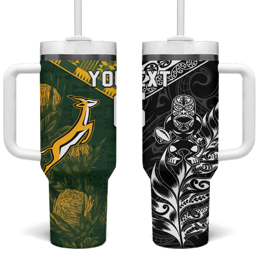 Rugby New Zealand South Africa Tumbler With Handle Maori Tiki Springboks Together