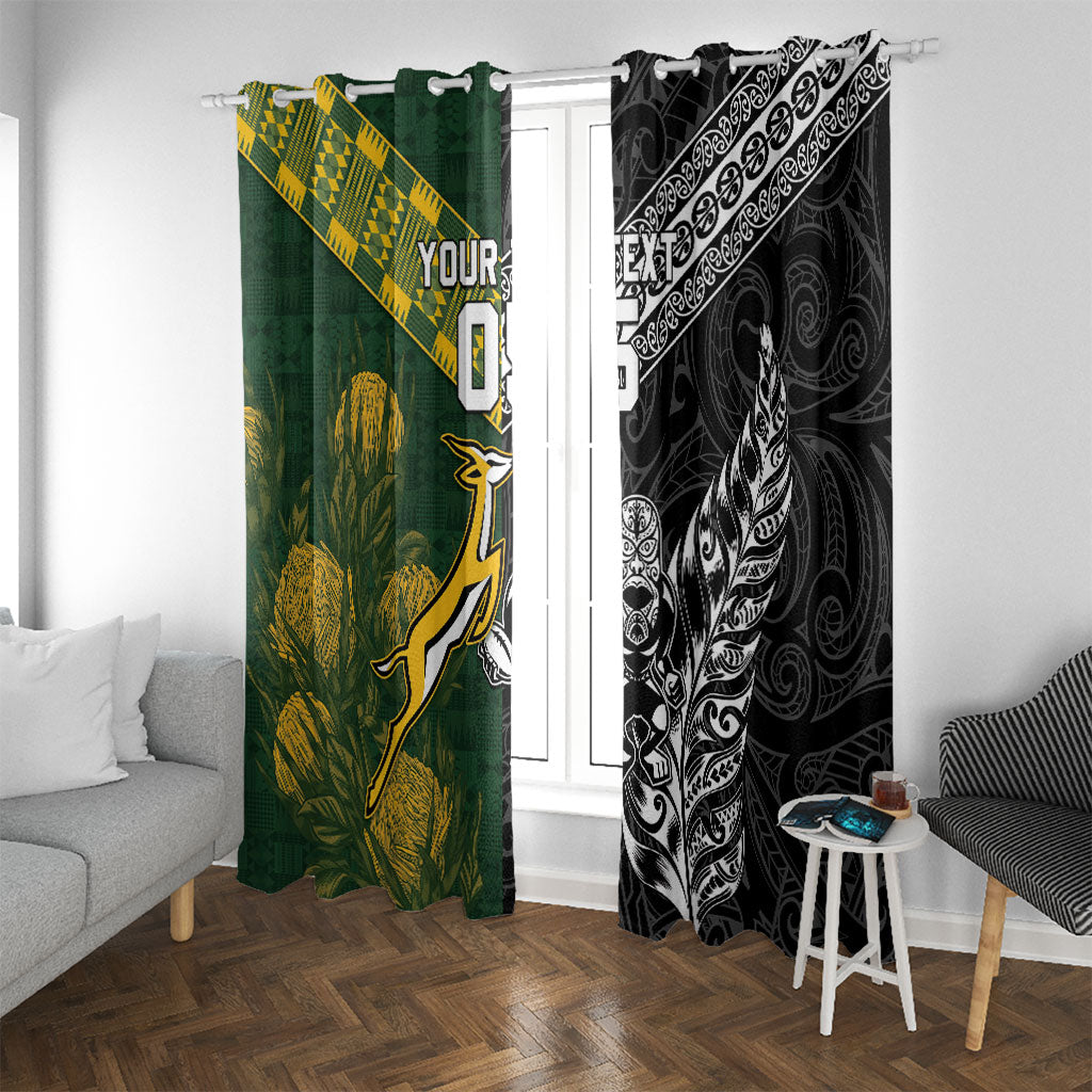 Rugby New Zealand South Africa Window Curtain Maori Tiki Springboks Together