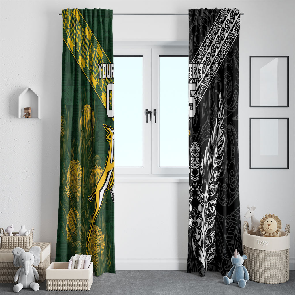 Rugby New Zealand South Africa Window Curtain Maori Tiki Springboks Together