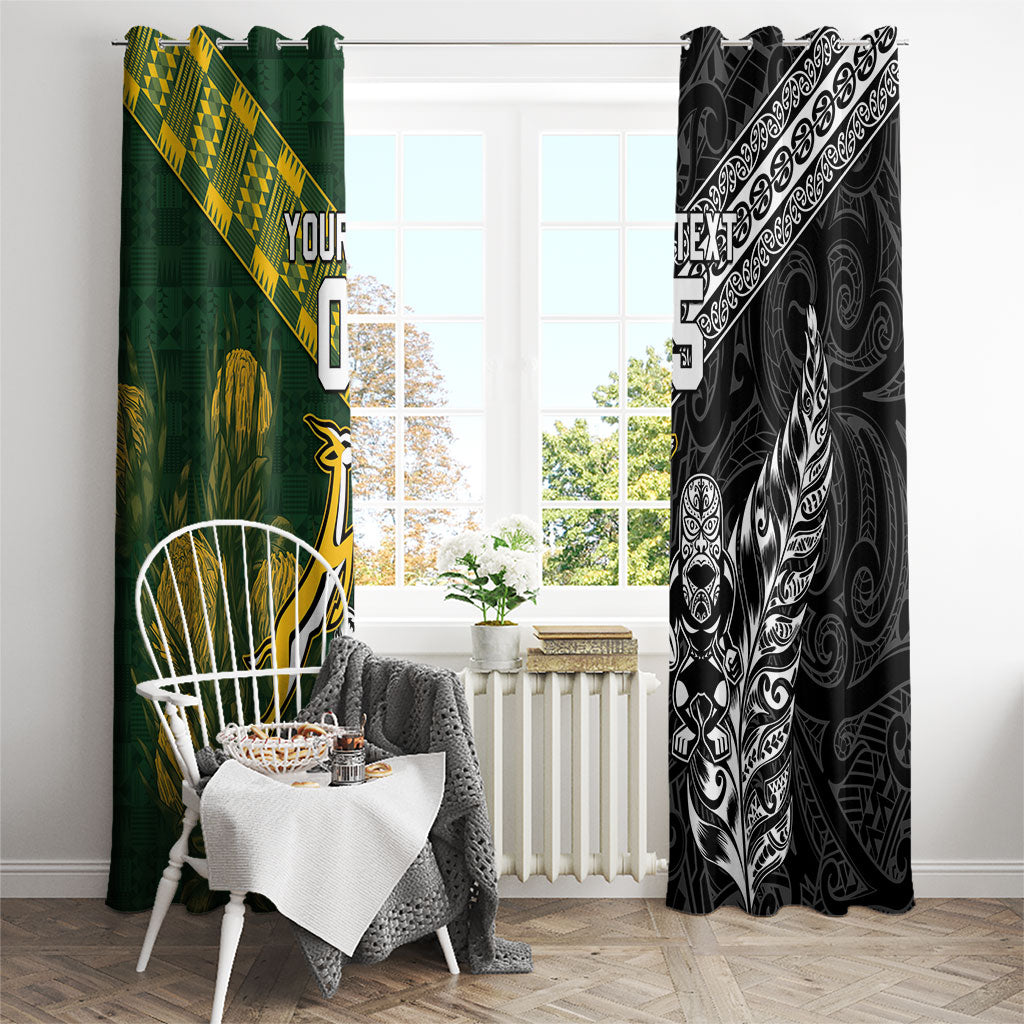 Rugby New Zealand South Africa Window Curtain Maori Tiki Springboks Together