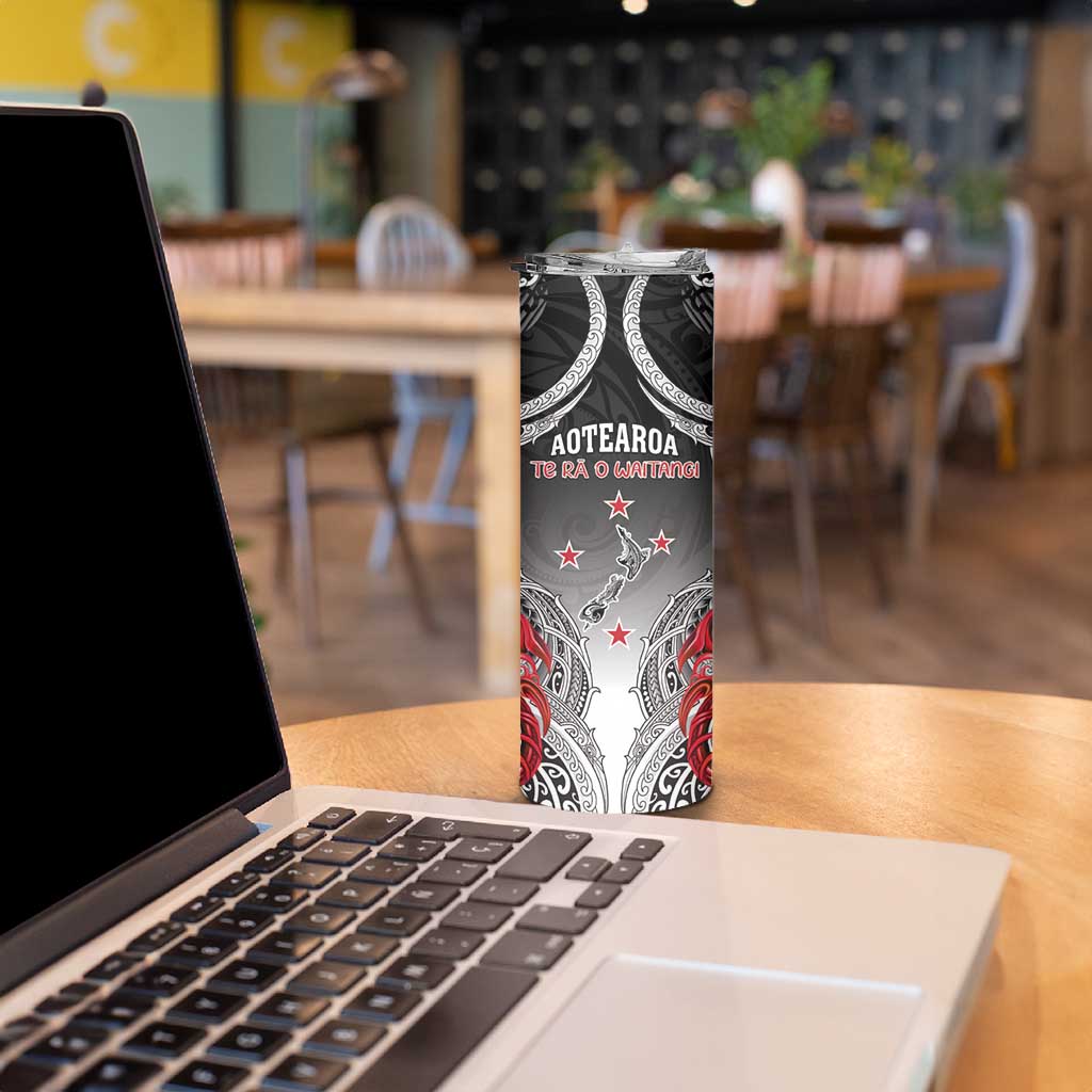Personalised New Zealand Waitangi Day Skinny Tumbler Aotearoa Te Ra O Waitangi Manaia Maori Pattern LT05 - Polynesian Pride