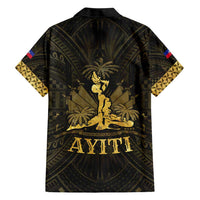 Haiti 1804 Family Matching Short Sleeve Bodycon Dress and Hawaiian Shirt Polynesian Gold Neg Maron LT05 - Polynesian Pride