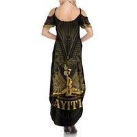 Haiti 1804 Family Matching Summer Maxi Dress and Hawaiian Shirt Polynesian Gold Neg Maron LT05 - Polynesian Pride