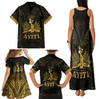 Haiti 1804 Family Matching Tank Maxi Dress and Hawaiian Shirt Polynesian Gold Neg Maron LT05 - Polynesian Pride