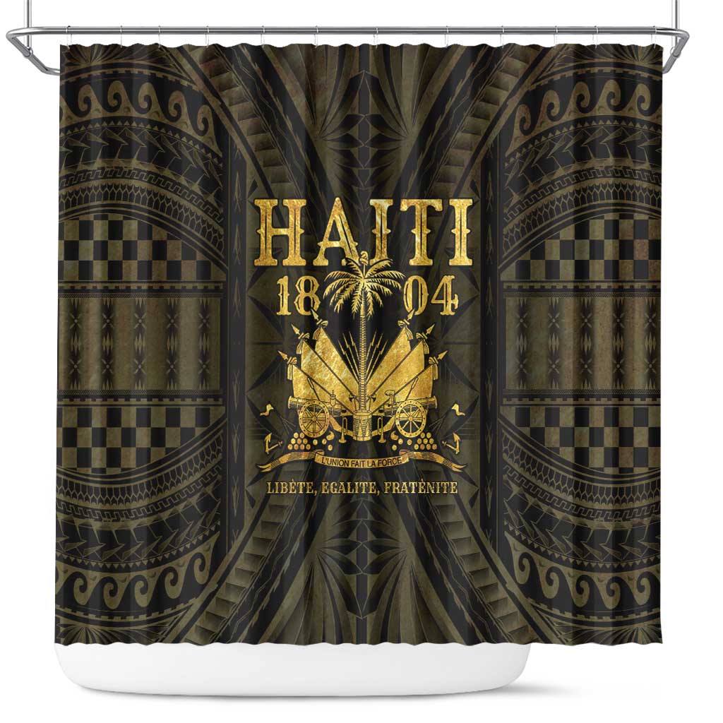 Haiti 1804 Shower Curtain Polynesian Gold Neg Maron LT05 Gold - Polynesian Pride