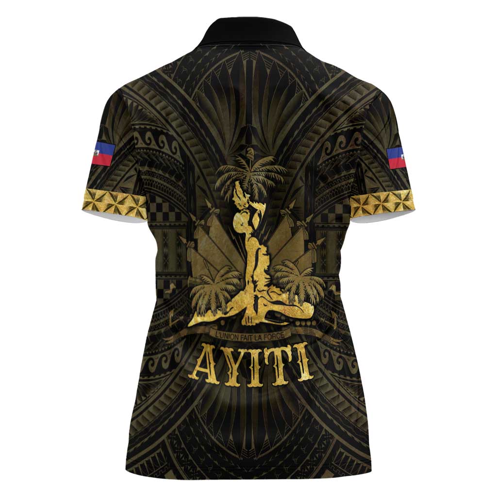 Haiti 1804 Women Polo Shirt Polynesian Gold Neg Maron
