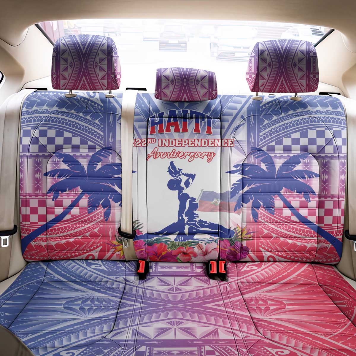 Haiti Independence Day Back Car Seat Cover Neg Maron Polynesian Style LT05 - Polynesian Pride