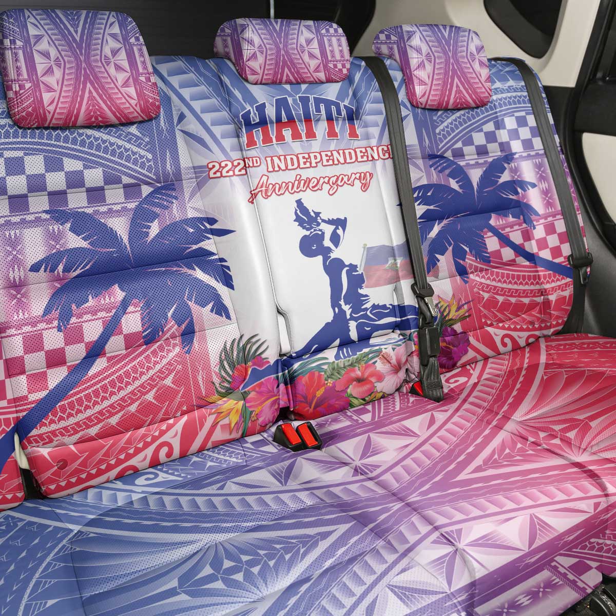 Haiti Independence Day Back Car Seat Cover Neg Maron Polynesian Style LT05 - Polynesian Pride