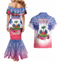 Personalised Haiti Independence Day Couples Matching Mermaid Dress and Hawaiian Shirt Neg Maron Polynesian Style LT05 - Polynesian Pride
