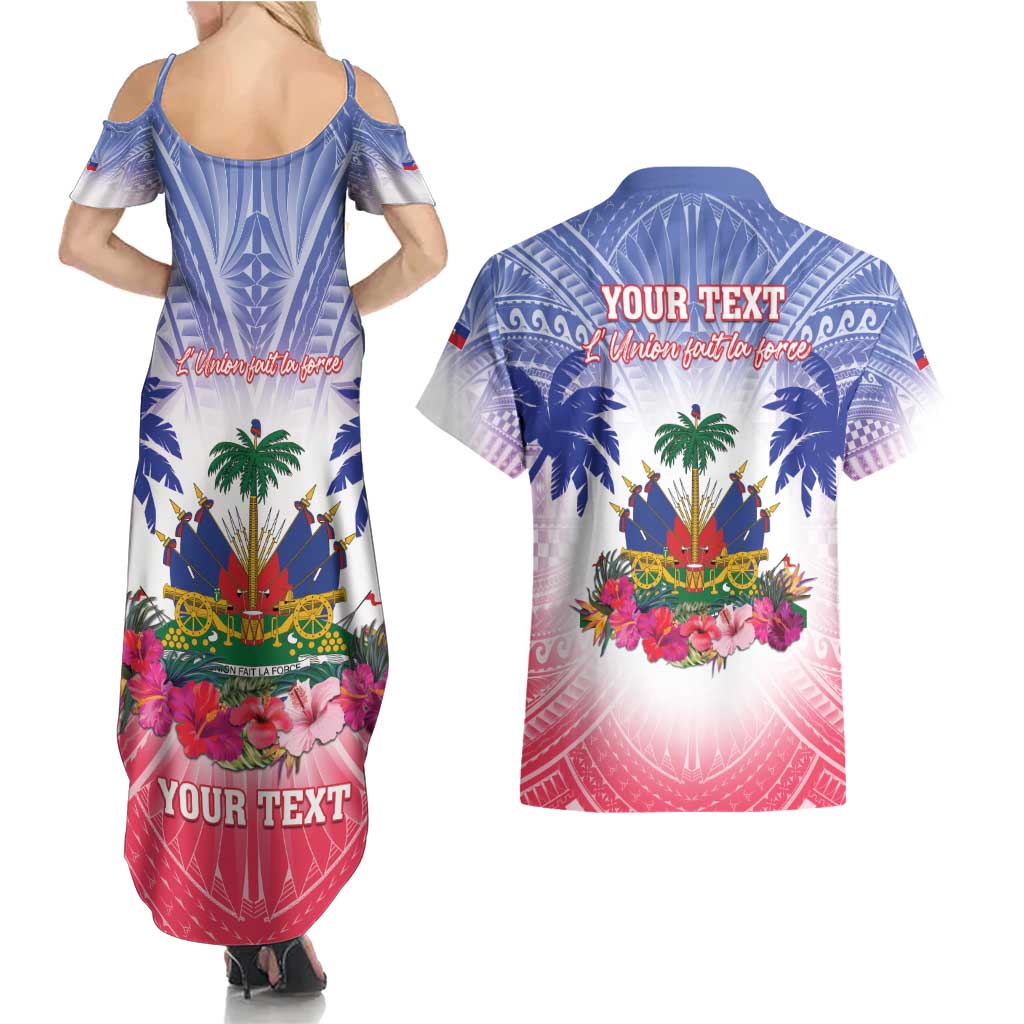 Personalised Haiti Independence Day Couples Matching Summer Maxi Dress and Hawaiian Shirt Neg Maron Polynesian Style LT05 - Polynesian Pride