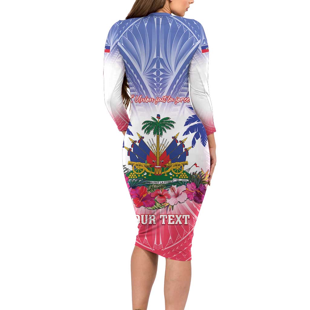 Personalised Haiti Independence Day Family Matching Long Sleeve Bodycon Dress and Hawaiian Shirt Neg Maron Polynesian Style LT05 - Polynesian Pride
