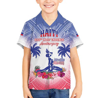 Personalised Haiti Independence Day Family Matching Long Sleeve Bodycon Dress and Hawaiian Shirt Neg Maron Polynesian Style LT05 Son's Shirt Blue - Polynesian Pride