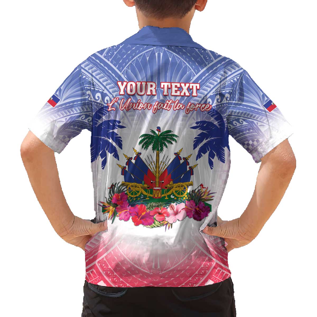 Personalised Haiti Independence Day Family Matching Off The Shoulder Long Sleeve Dress and Hawaiian Shirt Neg Maron Polynesian Style LT05 - Polynesian Pride