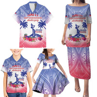 Personalised Haiti Independence Day Family Matching Puletasi and Hawaiian Shirt Neg Maron Polynesian Style LT05 - Polynesian Pride