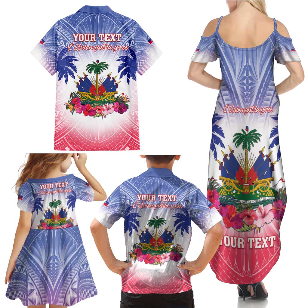 Personalised Haiti Independence Day Family Matching Summer Maxi Dress and Hawaiian Shirt Neg Maron Polynesian Style LT05 - Polynesian Pride