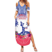 Personalised Haiti Independence Day Family Matching Summer Maxi Dress and Hawaiian Shirt Neg Maron Polynesian Style LT05 - Polynesian Pride