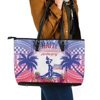 Haiti Independence Day Leather Tote Bag Neg Maron Polynesian Style LT05 - Polynesian Pride