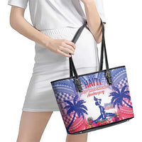 Haiti Independence Day Leather Tote Bag Neg Maron Polynesian Style LT05 - Polynesian Pride