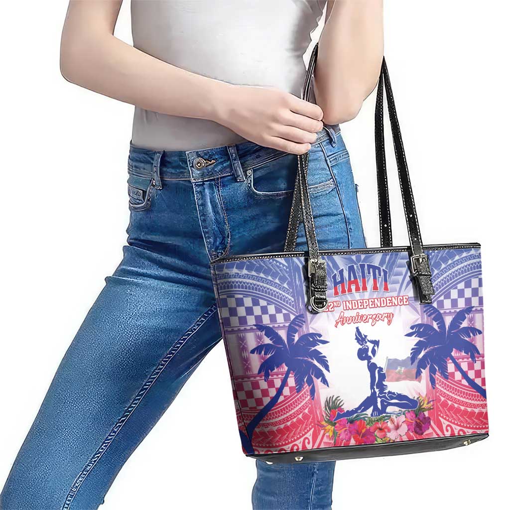 Haiti Independence Day Leather Tote Bag Neg Maron Polynesian Style LT05 - Polynesian Pride