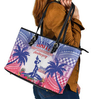 Haiti Independence Day Leather Tote Bag Neg Maron Polynesian Style LT05 - Polynesian Pride