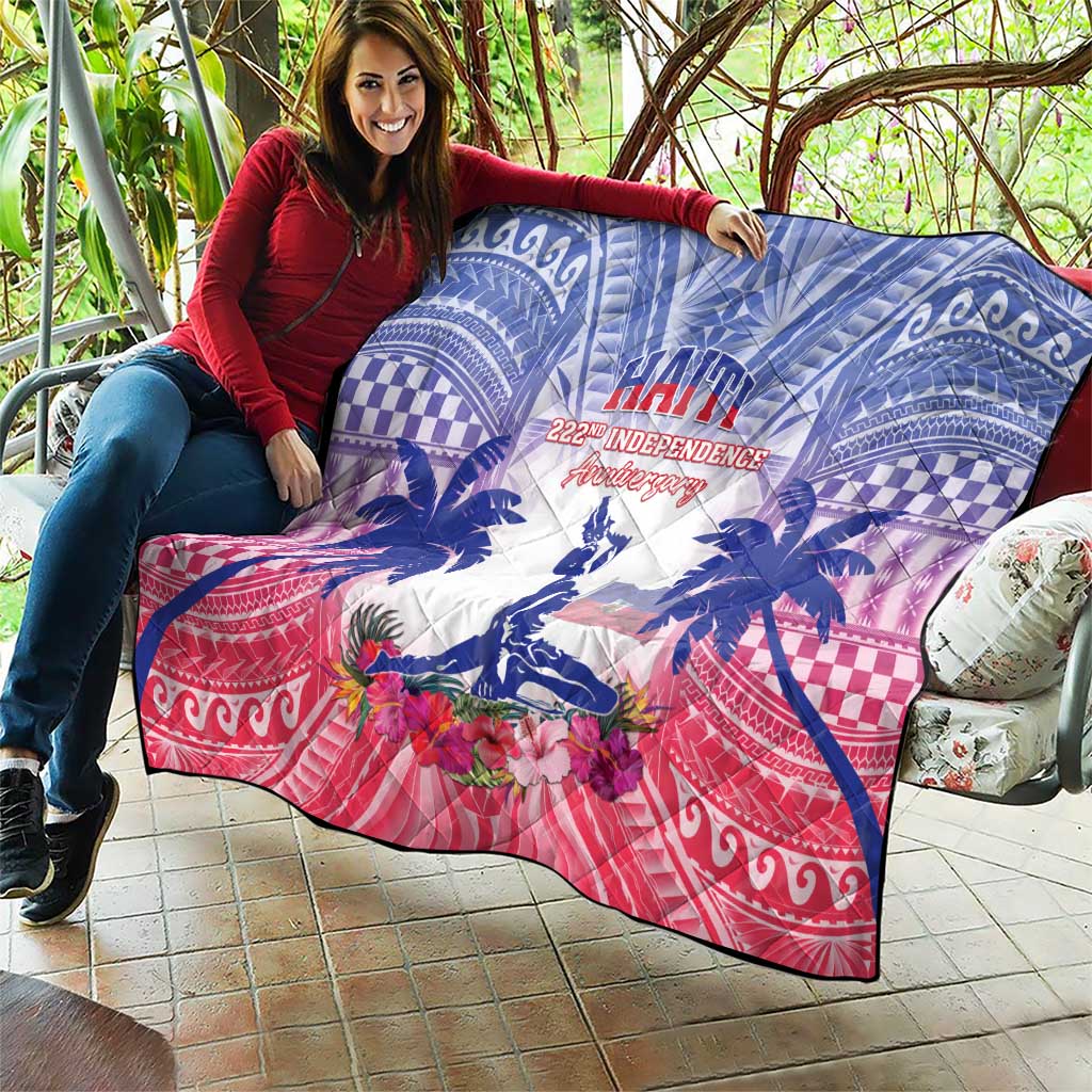 Haiti Independence Day Quilt Neg Maron Polynesian Style LT05