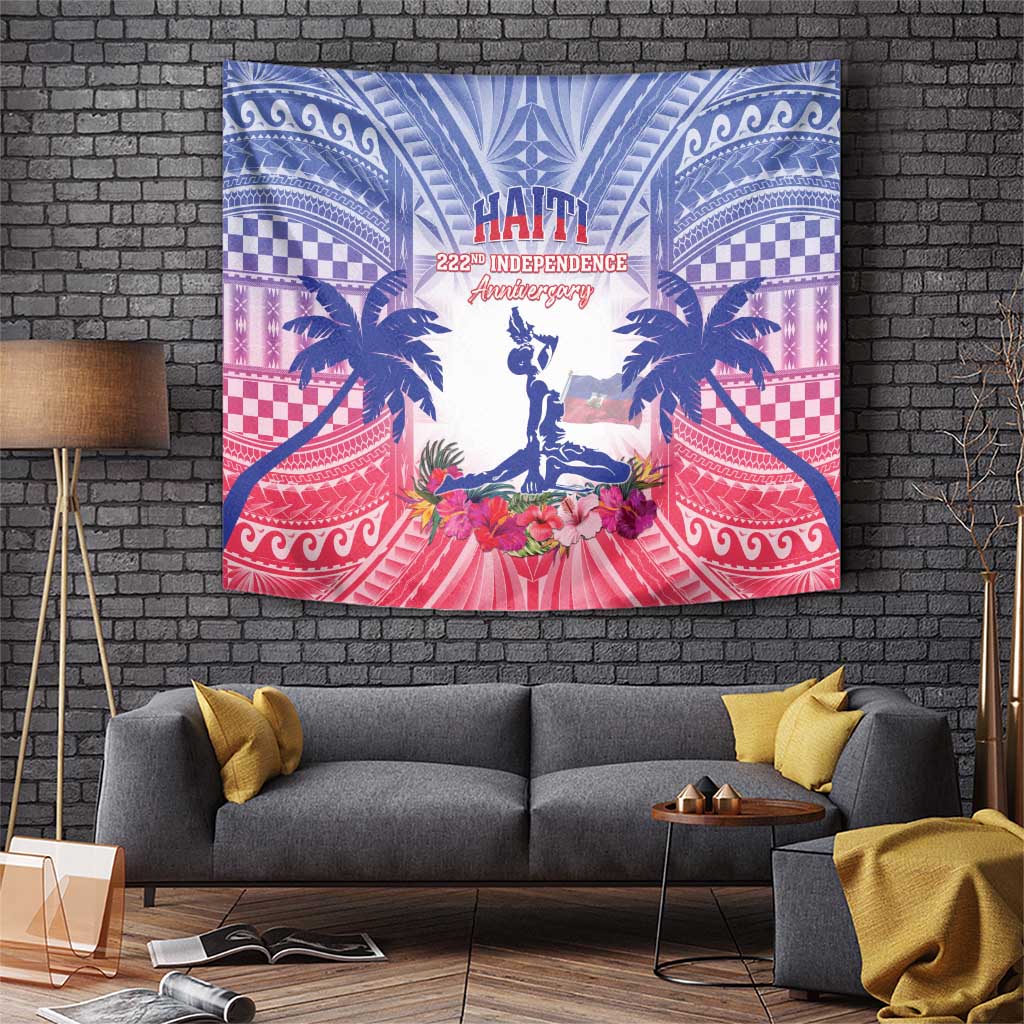 Haiti Independence Day Tapestry Neg Maron Polynesian Style LT05 Blue - Polynesian Pride