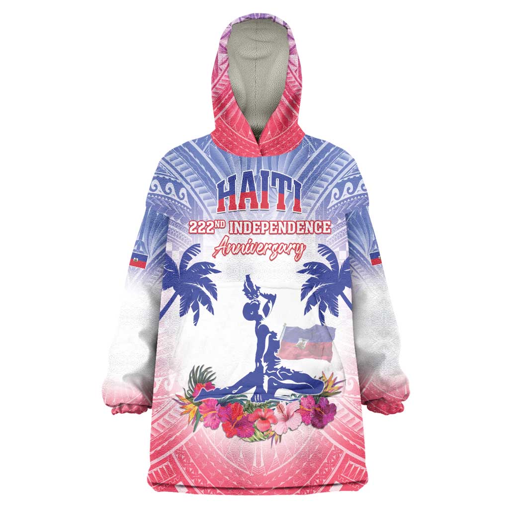 Personalised Haiti Independence Day Wearable Blanket Hoodie Neg Maron Polynesian Style LT05 One Size Blue - Polynesian Pride