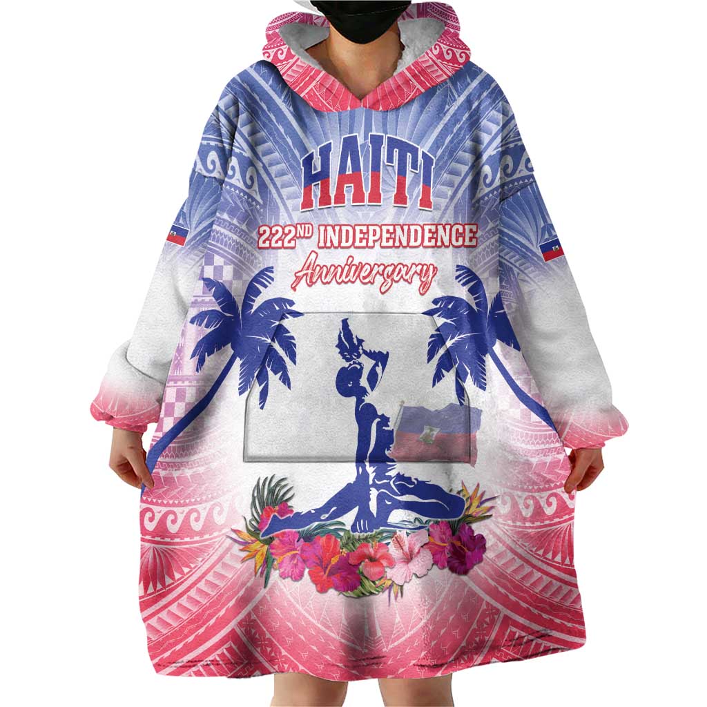 Personalised Haiti Independence Day Wearable Blanket Hoodie Neg Maron Polynesian Style LT05 - Polynesian Pride