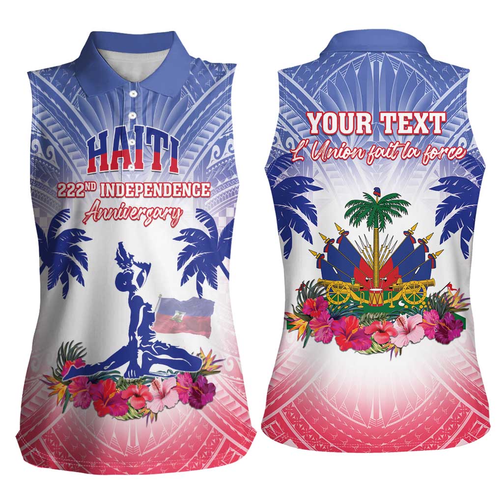 Personalised Haiti Independence Day Women Sleeveless Polo Shirt Neg Maron Polynesian Style LT05