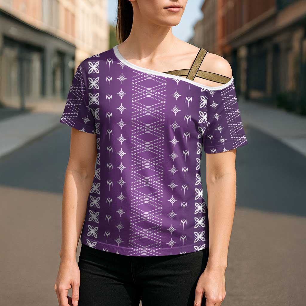 Purple Samoa Malu Tattoo Inspired Cross Shoulder Shirt - Polynesian Pride