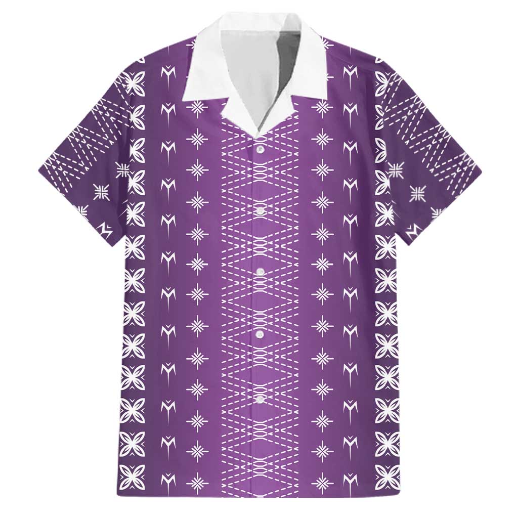 Purple Samoa Malu Tattoo Inspired Family Matching Long Sleeve Bodycon Dress and Hawaiian Shirt LT05 Dad's Shirt - Short Sleeve Purple - Polynesian Pride