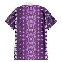 Purple Samoa Malu Tattoo Inspired Family Matching Off Shoulder Maxi Dress and Hawaiian Shirt LT05 - Polynesian Pride