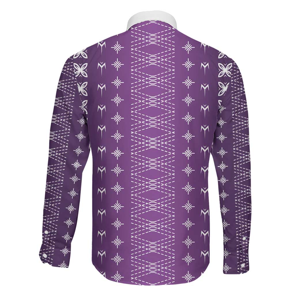 Purple Samoa Malu Tattoo Inspired Family Matching Off Shoulder Maxi Dress and Hawaiian Shirt LT05 - Polynesian Pride