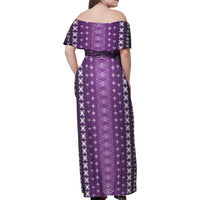 Purple Samoa Malu Tattoo Inspired Family Matching Off Shoulder Maxi Dress and Hawaiian Shirt LT05 - Polynesian Pride