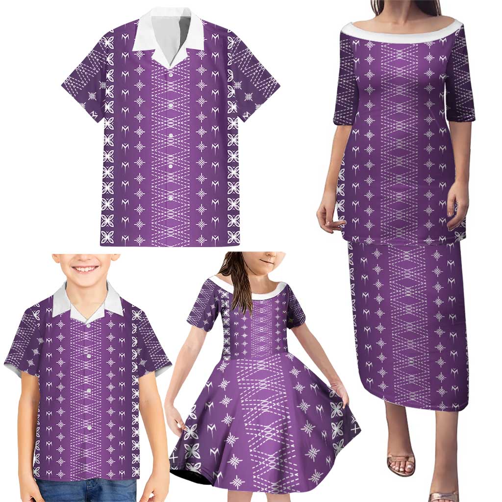 Purple Samoa Malu Tattoo Inspired Family Matching Puletasi and Hawaiian Shirt - Polynesian Pride
