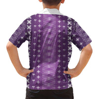 Purple Samoa Malu Tattoo Inspired Family Matching Short Sleeve Bodycon Dress and Hawaiian Shirt LT05 - Polynesian Pride